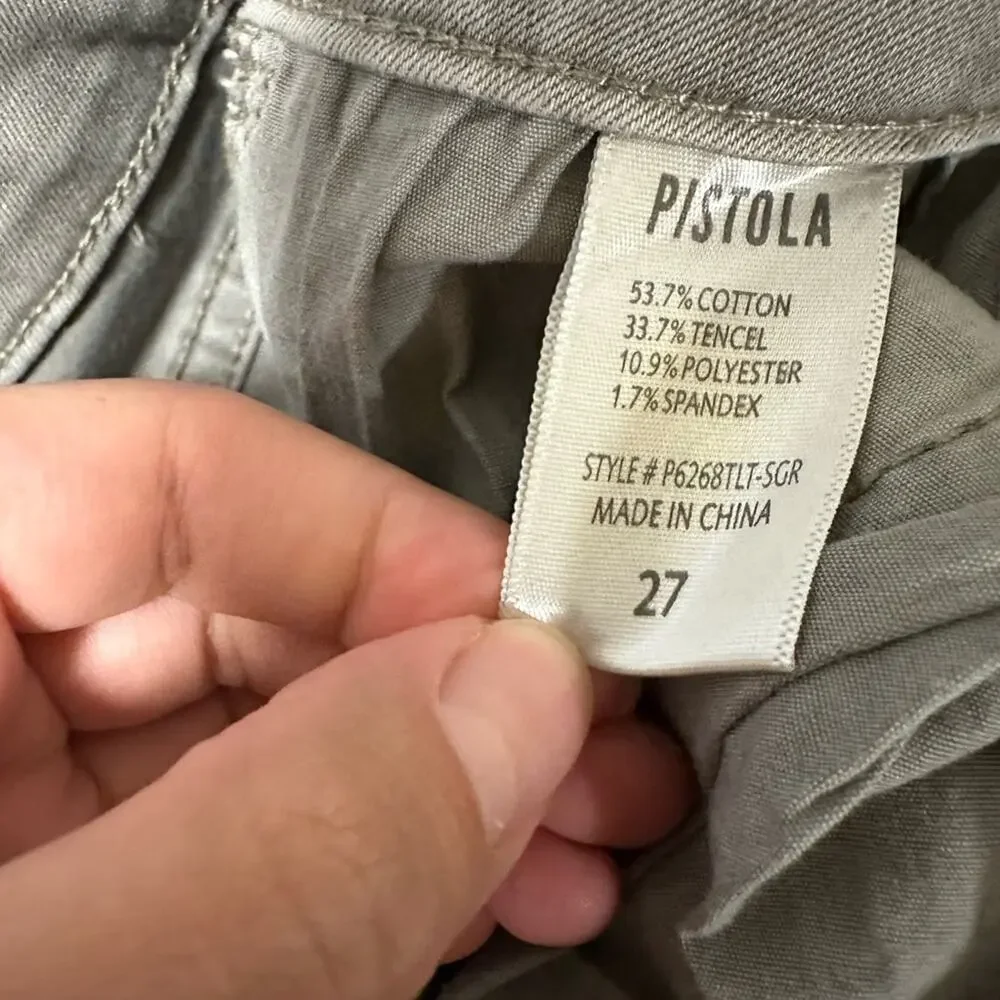 Pistola Audrey Moto Stone Grey Skinny Ankle Jeans Size 27